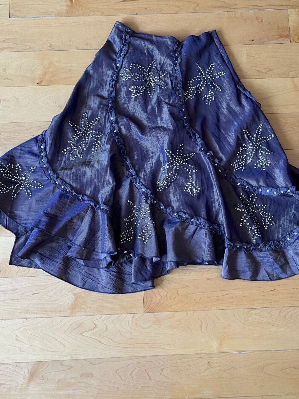 Iridescent Purple Fairycore Y2K Embroidered Skirt - Vintage